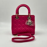 Lambskin Cannage Medium Lady Dior Fuchsia