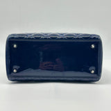 Patent Cannage Medium Lady Dior Navy Blue