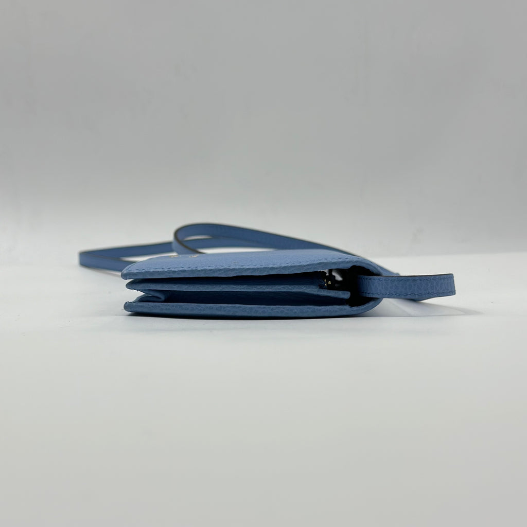 Gucci Dollar Calfskin Mini Swing WOC Wallet On Chain Bag Purse in Mineral Blue