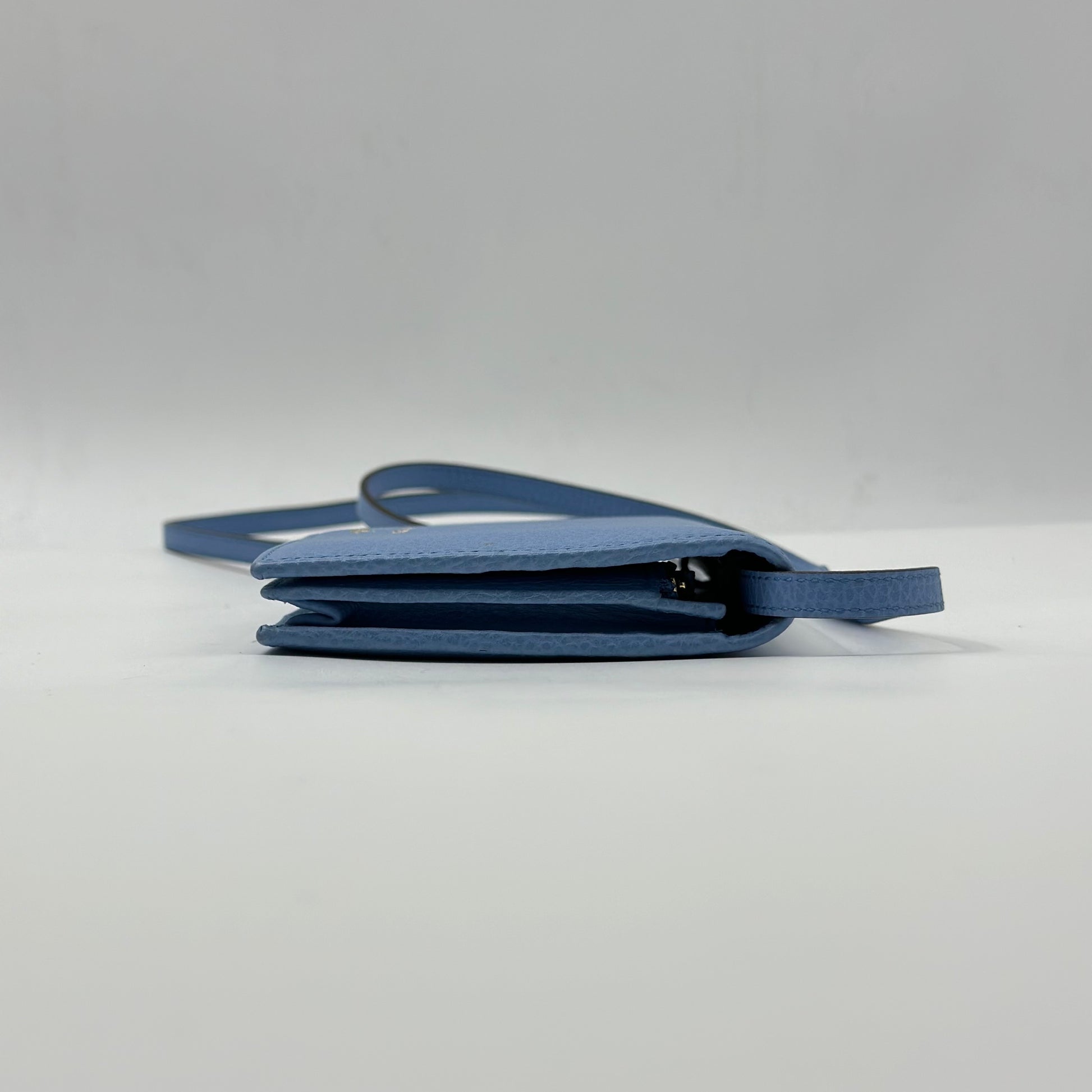 Gucci Dollar Calfskin Mini Swing WOC Wallet On Chain Bag Purse in Mineral Blue