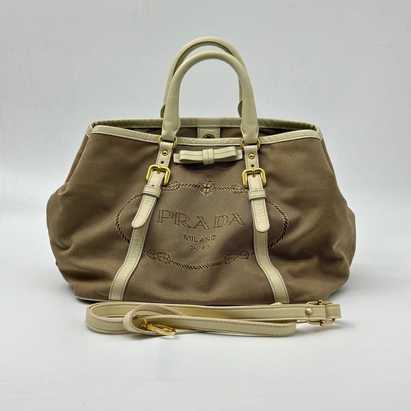 PRADA Jacquard Logo Tote Corda Talco