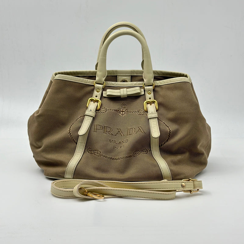 PRADA Jacquard Logo Tote Corda Talco