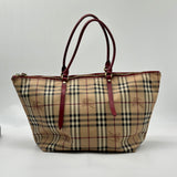 BURBERRY  Haymarket Check Small Salisbury Tote Military Red