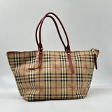 BURBERRY  Haymarket Check Small Salisbury Tote Military Red