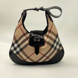 Burberry Brooke Hobo Nova Check Coated Canvas and Patent Large