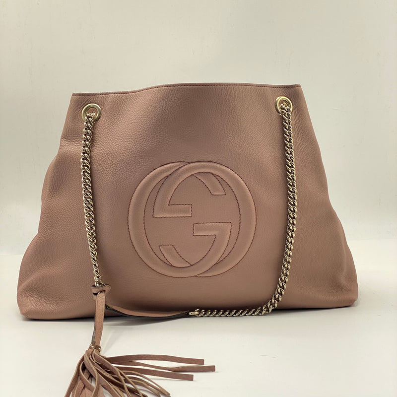 Gucci Soho Chain Strap Shoulder Bag Leather Medium Pink