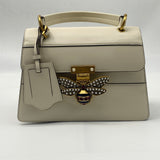 GUCCI  Calfskin Sylvie Web Small Queen Margaret Top Handle Bag White