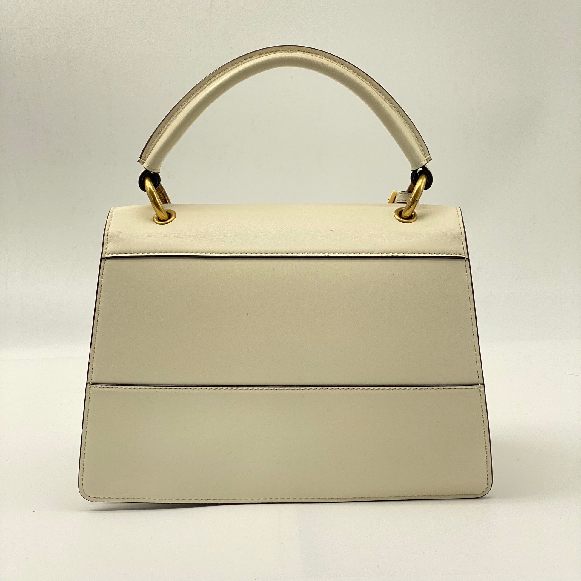 GUCCI  Calfskin Sylvie Web Small Queen Margaret Top Handle Bag White