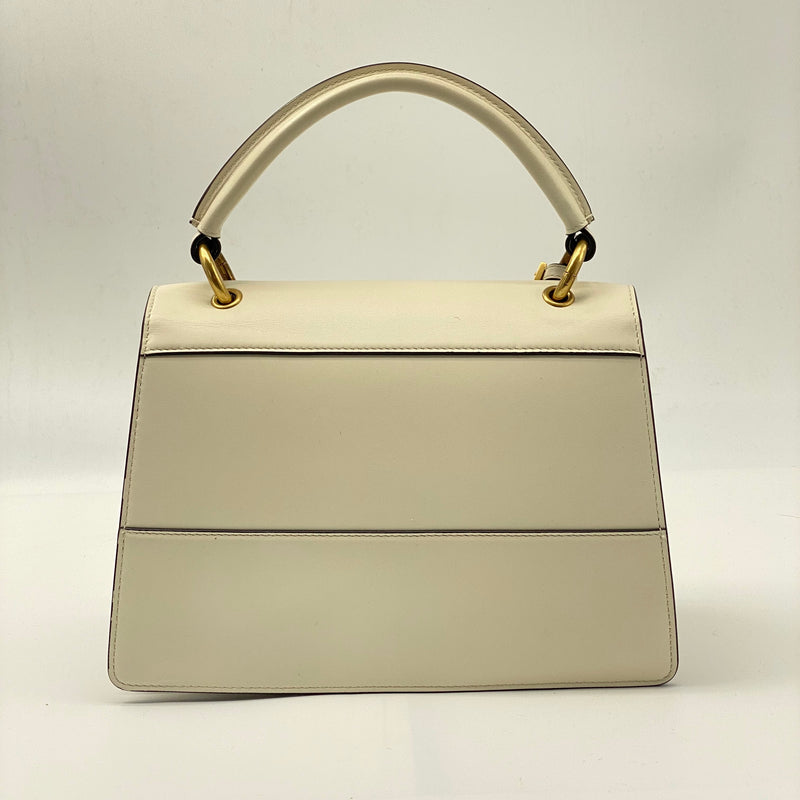 GUCCI  Calfskin Sylvie Web Small Queen Margaret Top Handle Bag White