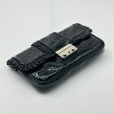 New Lock Ruffle Flap Pouch Perforated Patent Leather Mini