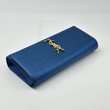 Saint Laurent Classic Monogram Clutch Metallic Calfskin Long