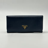 PRADA Baltic Blue Large Saffiano Leather Wallet