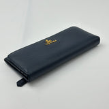 PRADA Baltic Blue Large Saffiano Leather Wallet