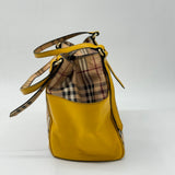 BURBERRY Haymarket Check Small Canterbury Tote Gold Freesia