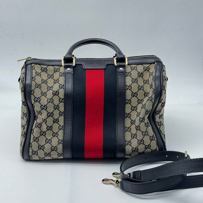 Gucci Vintage Web Boston Bag GG Canvas Medium