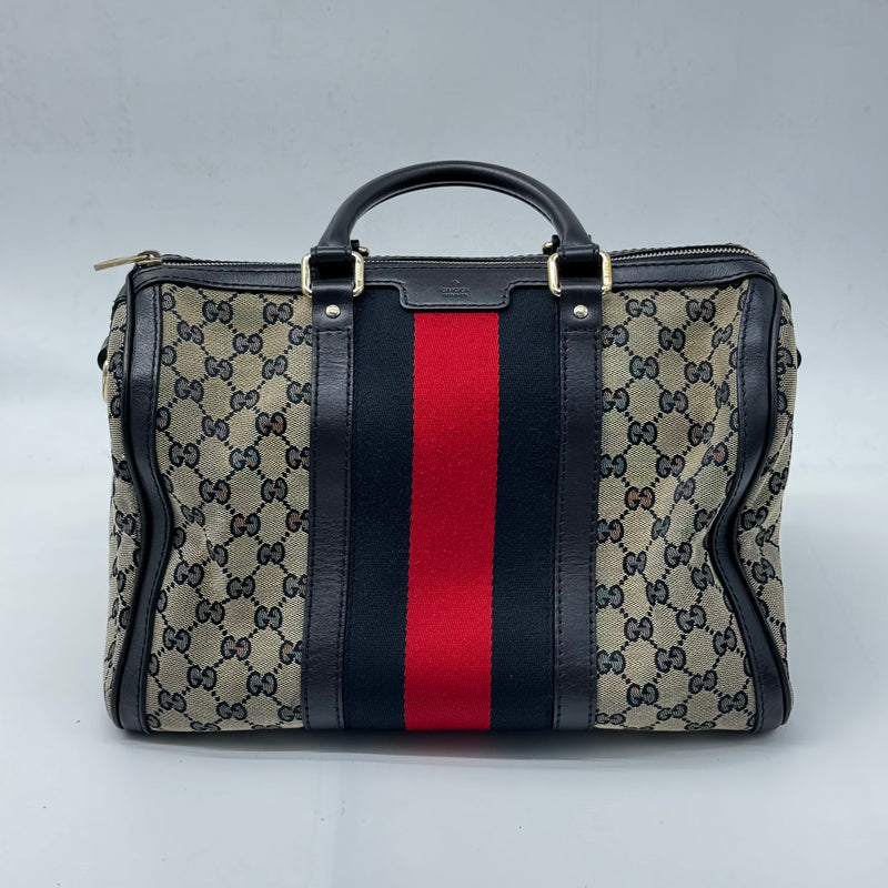 Gucci Vintage Web Boston Bag GG Canvas Medium