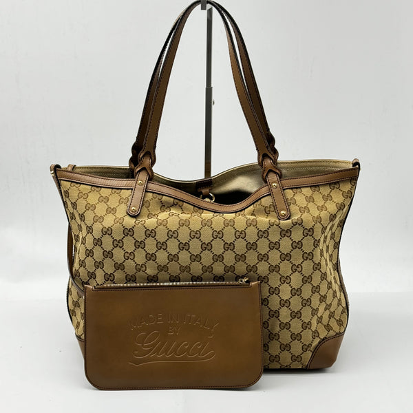 GUCCI GG Canvas Medium Craft Tote with Pouch