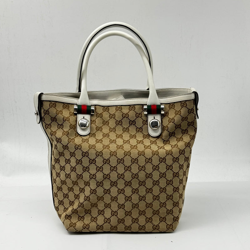 GUCCI GG Monogram Medium Match Ball Tote Dark Brown