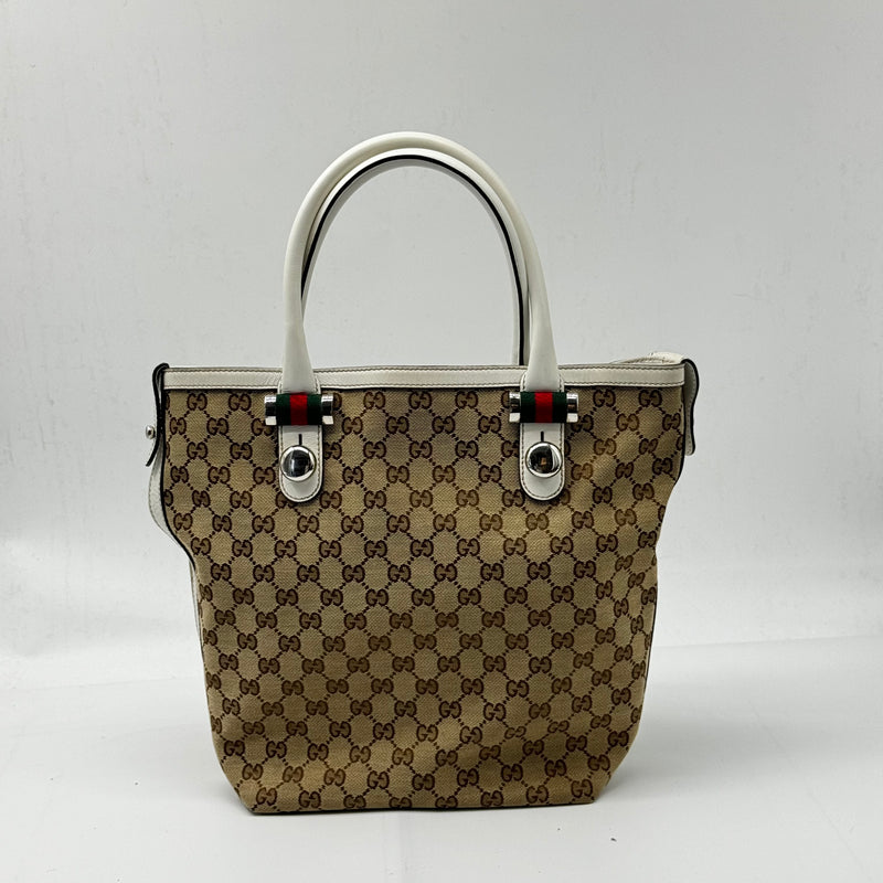 GUCCI GG Monogram Medium Match Ball Tote Dark Brown