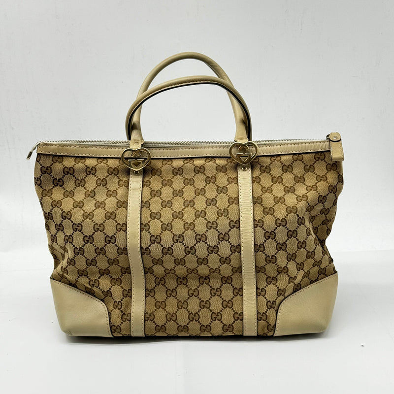 GUCCI Monogram Small Lovely Heart Tote White