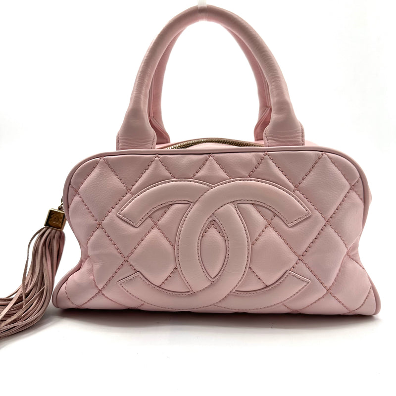 Chanel Pink Brushed Caviar Mini Bowler