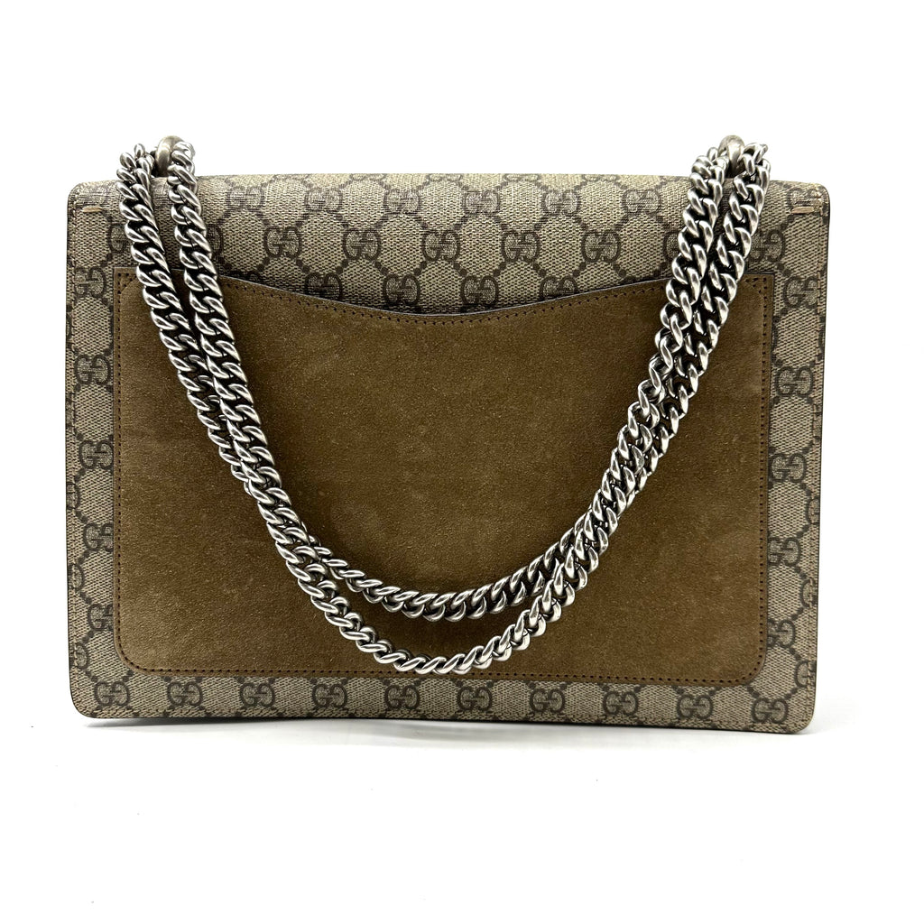 GUCCI  GG Supreme Monogram Medium Dionysus Shoulder Bag Taupe
