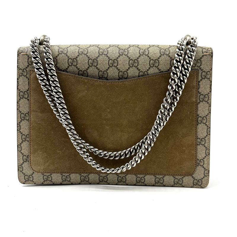 GUCCI  GG Supreme Monogram Medium Dionysus Shoulder Bag Taupe