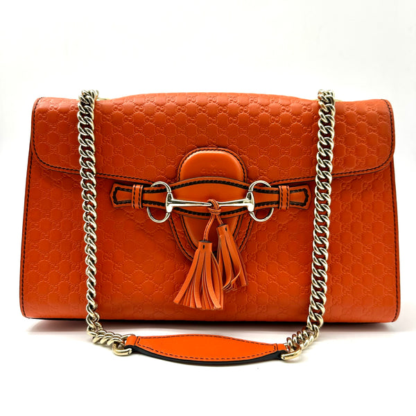 GUCCI  Soft Microguccissima Mini Emily Chain Shoulder Bag Sun Orange