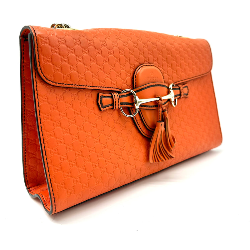 GUCCI  Soft Microguccissima Mini Emily Chain Shoulder Bag Sun Orange