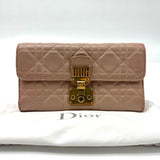 CHRISTIAN DIOR Lambskin Cannage Dioraddict Wallet on Chain Clutch Rose Poudre