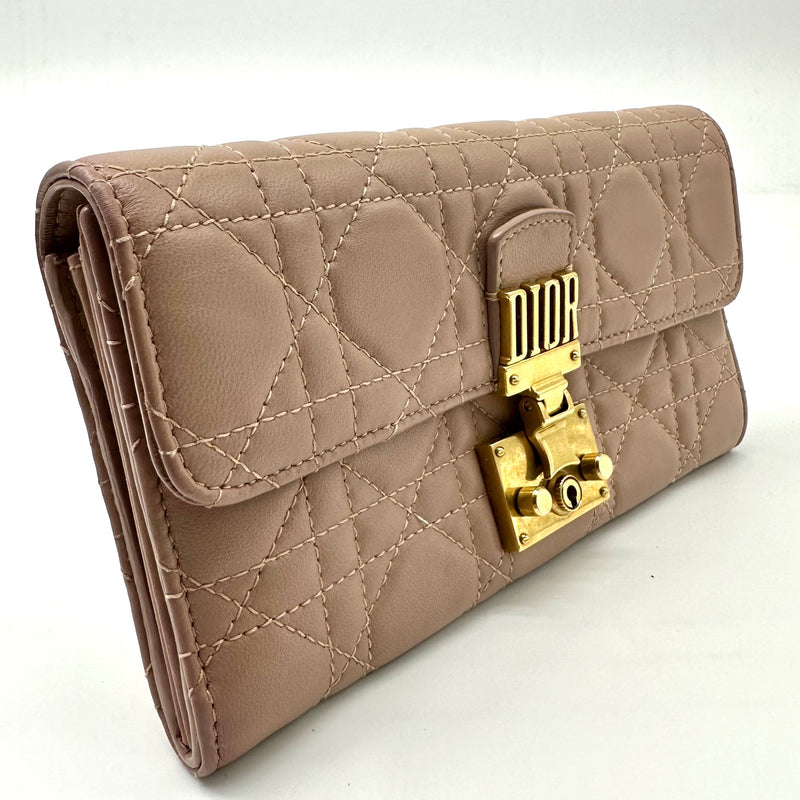 CHRISTIAN DIOR Lambskin Cannage Dioraddict Wallet on Chain Clutch Rose Poudre