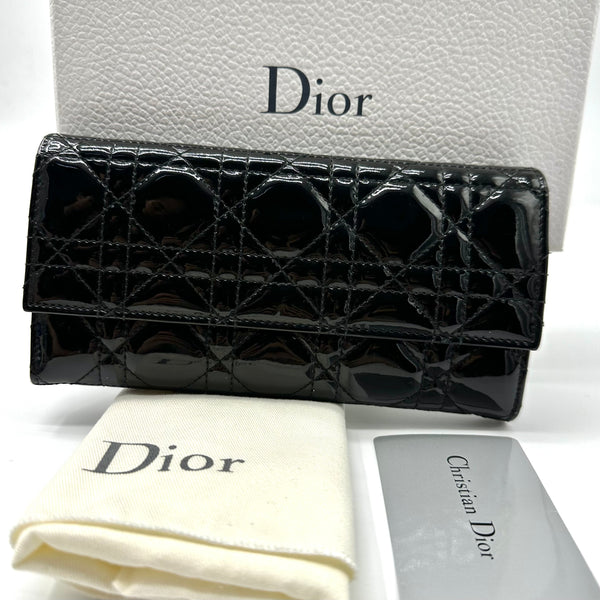 Dior Rendezvous Short Chain Wallet Cannage Quilt Patant