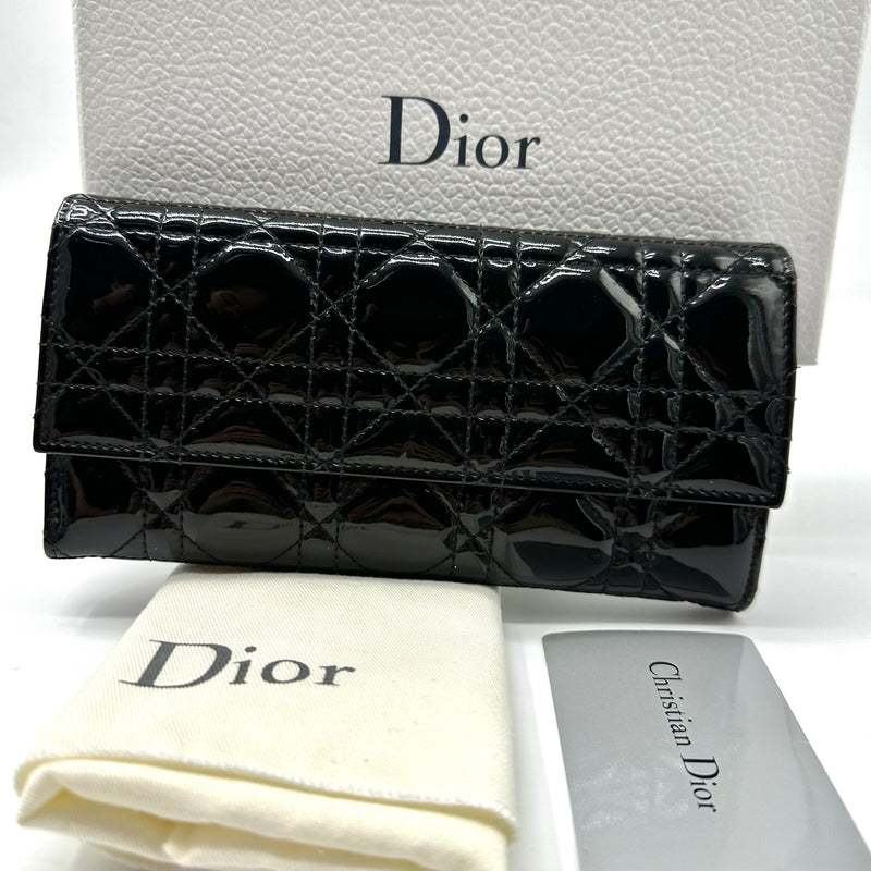 Dior Rendezvous Short Chain Wallet Cannage Quilt Patant