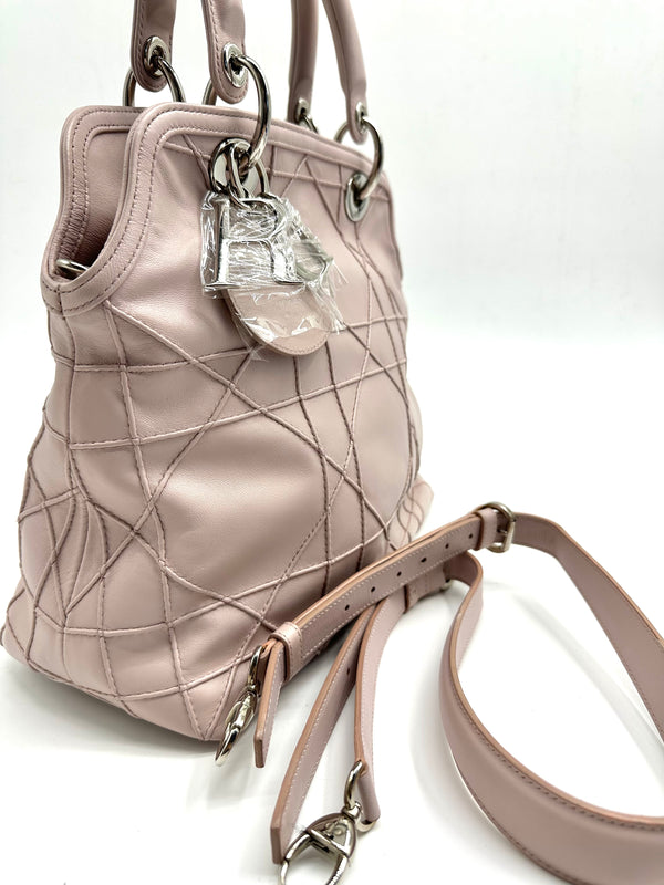 Granville Cannage Shoulder Bag Leather Pink