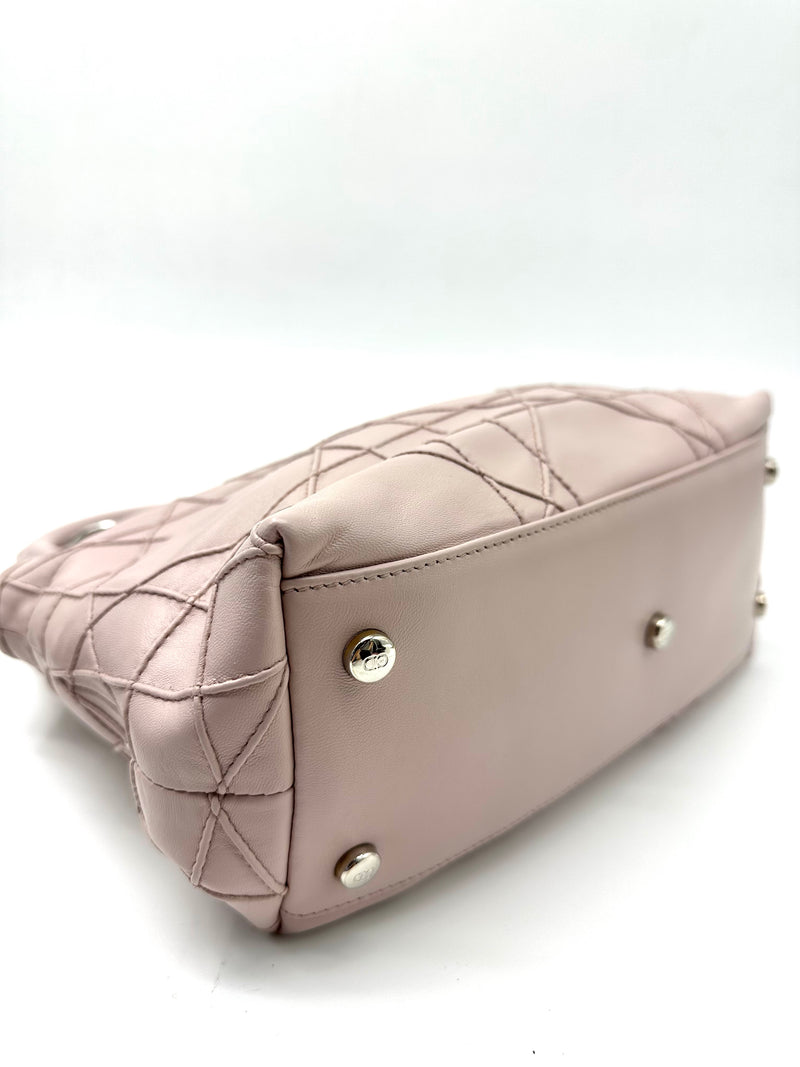 Granville Cannage Shoulder Bag Leather Pink