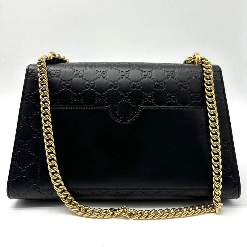 GUCCI Padlock Leather Handbag/Black