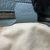 GUCCI  Pebbled Calfskin Medium Bamboo Shopper Tote Light Blue