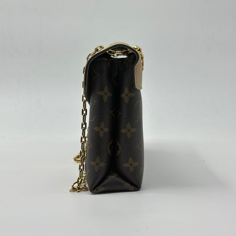 LOUIS VUITTON Beige Monogram Canvas Pallas Chain Bag