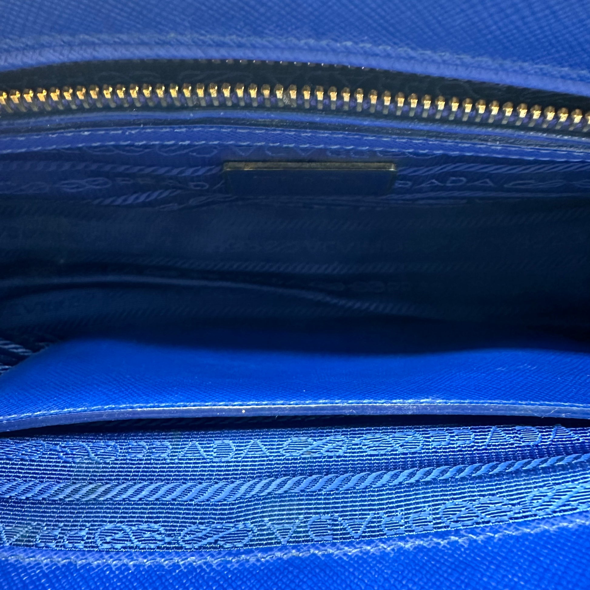 PRADA Saffiano Small Galleria Double Zip Tote Bluette