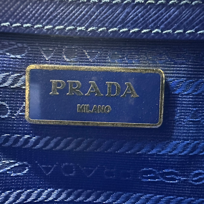 PRADA Saffiano Small Galleria Double Zip Tote Bluette