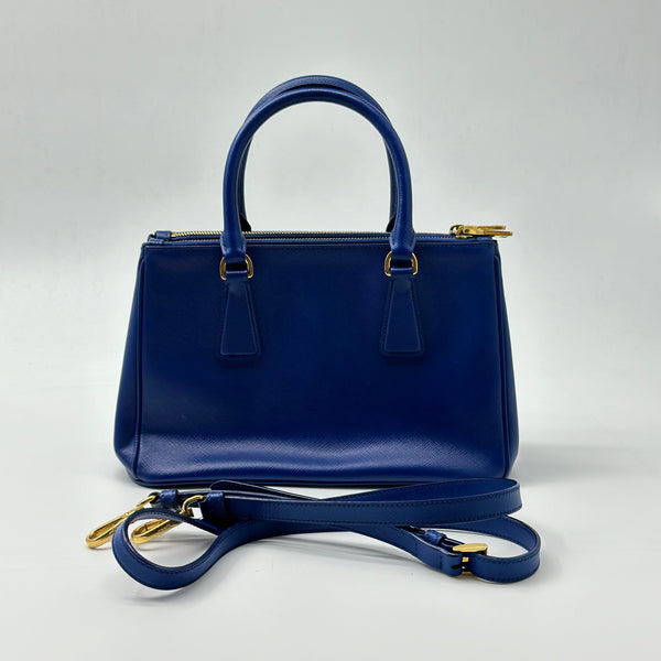 PRADA Saffiano Small Galleria Double Zip Tote Bluette