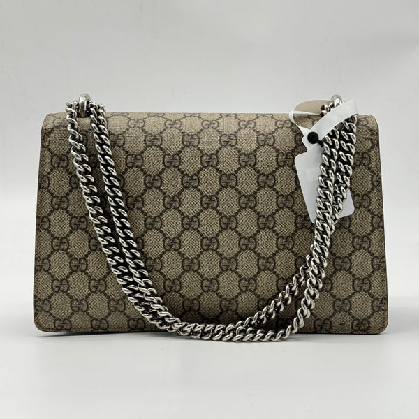 GUCCI  GG Supreme Monogram Suede Crystal Small Dionysus Shoulder Bag Beige Ebony Blac