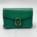 Dionysus Chain Wallet Leather with Embellished Detail Small Green