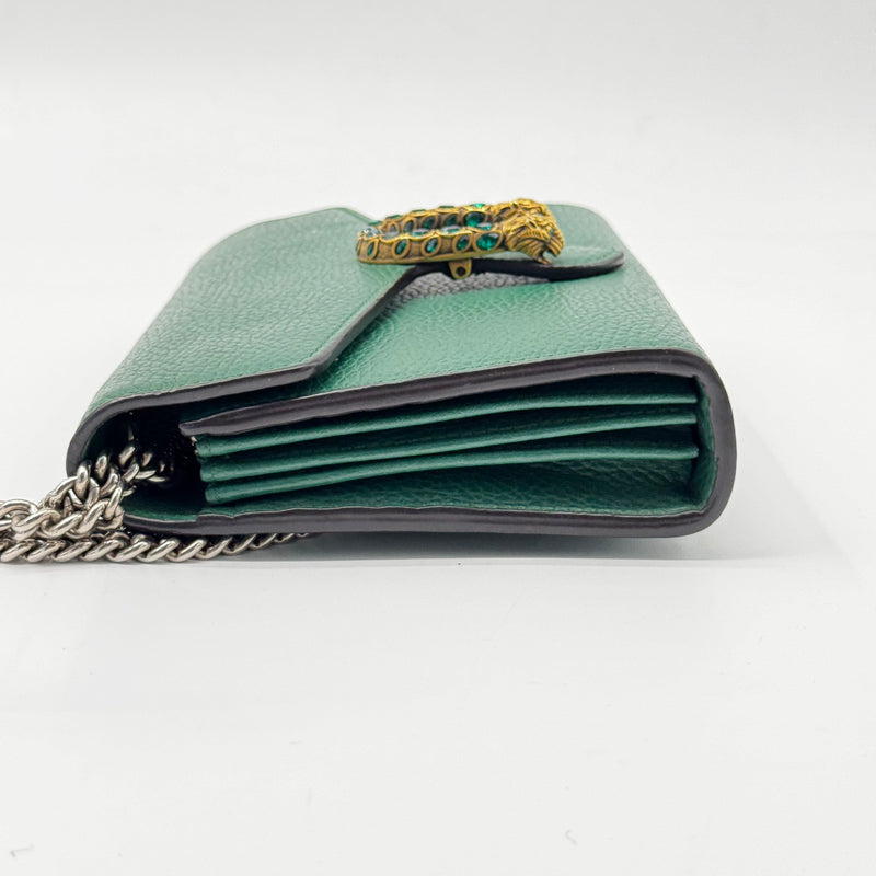 Dionysus Chain Wallet Leather with Embellished Detail Small Green