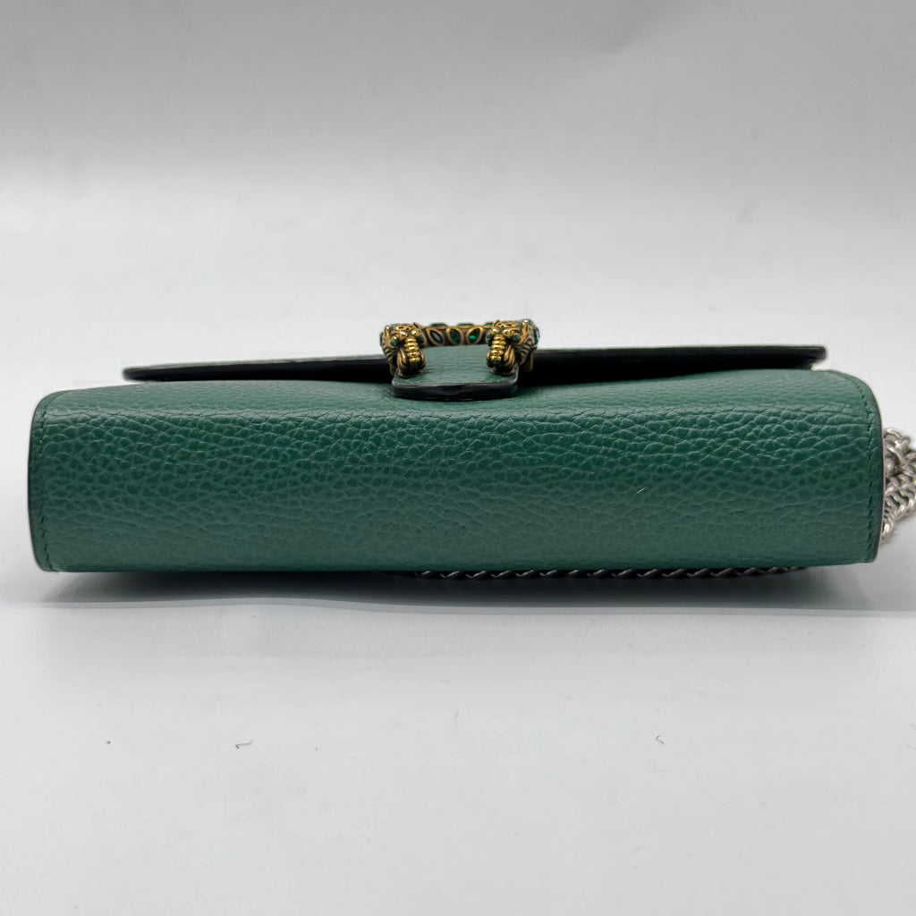 Dionysus Chain Wallet Leather with Embellished Detail Small Green