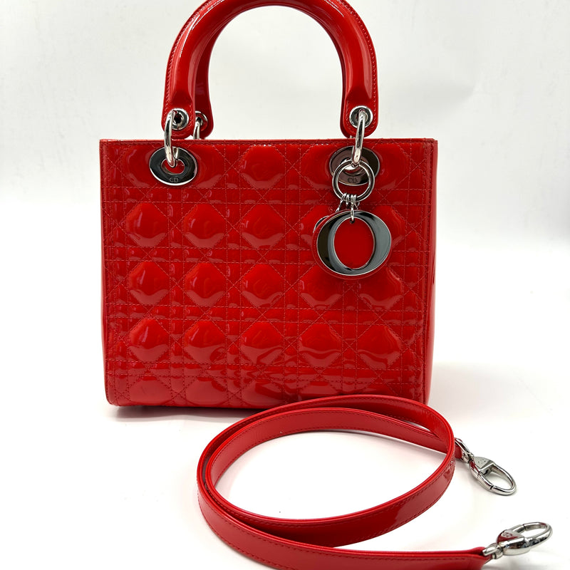 Lady Dior Bag Cannage Quilt Patent Medium