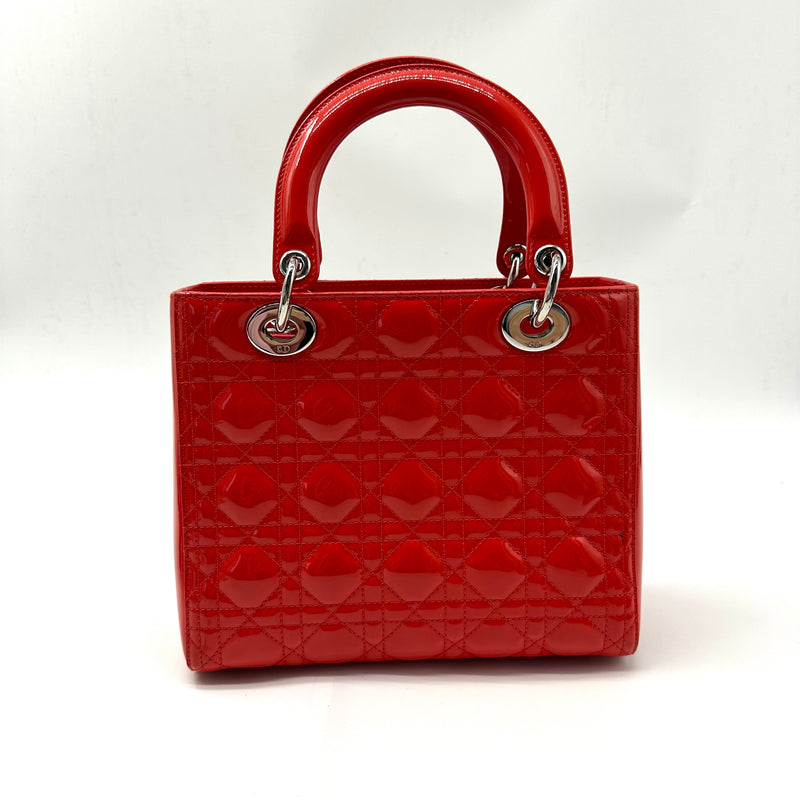 Lady Dior Bag Cannage Quilt Patent Medium