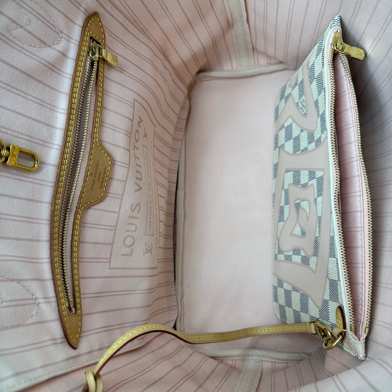 Damier Azur Tahitienne Neverfull w/Pouch MM Tote