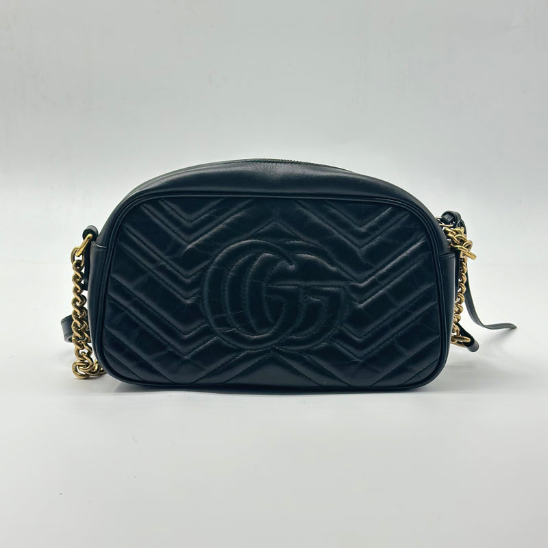 Black GG Marmont Leather Shoulder Bag Small