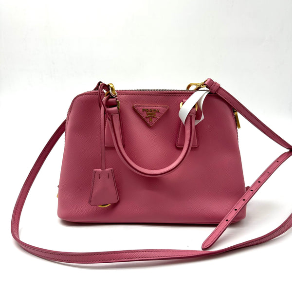 PRADA Saffiano Lux Small Promenade Tote Peonia